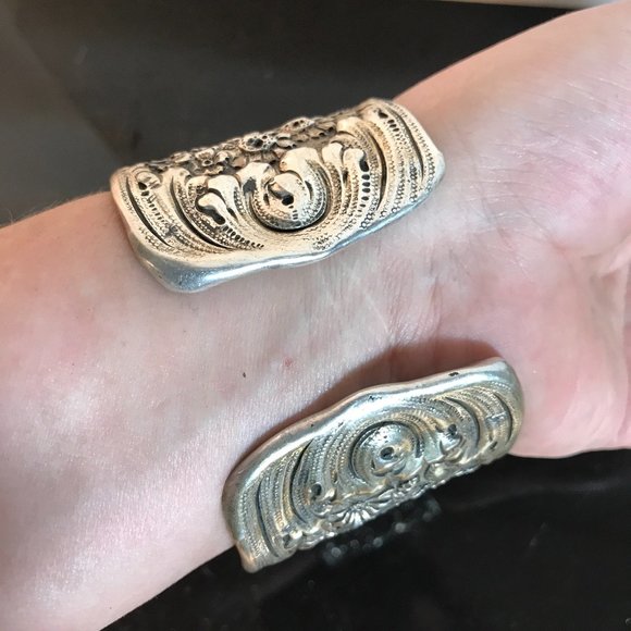 Antique Tiffany Cir. 19th Century Sterling Silver Cuff Bracelet Floral Rare - Picture 13 of 13